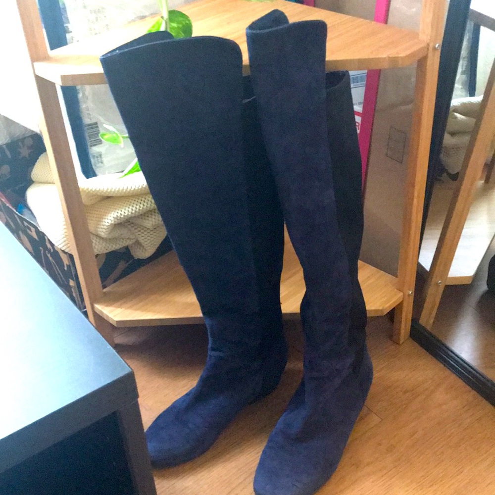 KneeHigh Flat boots 7M Navy Blue